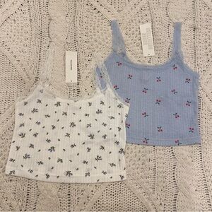 Urban Outfitters Blue and White Floral Camisoles